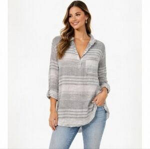 BDG Urban Outfitters Striped Lightweight Cotton Popover Tunic Pocket Medium